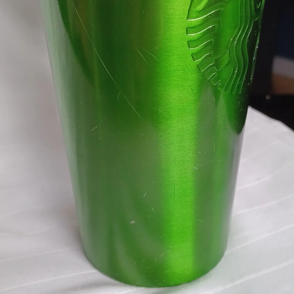 Starbucks 2014 Mirror Green Embossed Siren 16 Oz. Metal Travel Tumbler - Picture 8 of 15